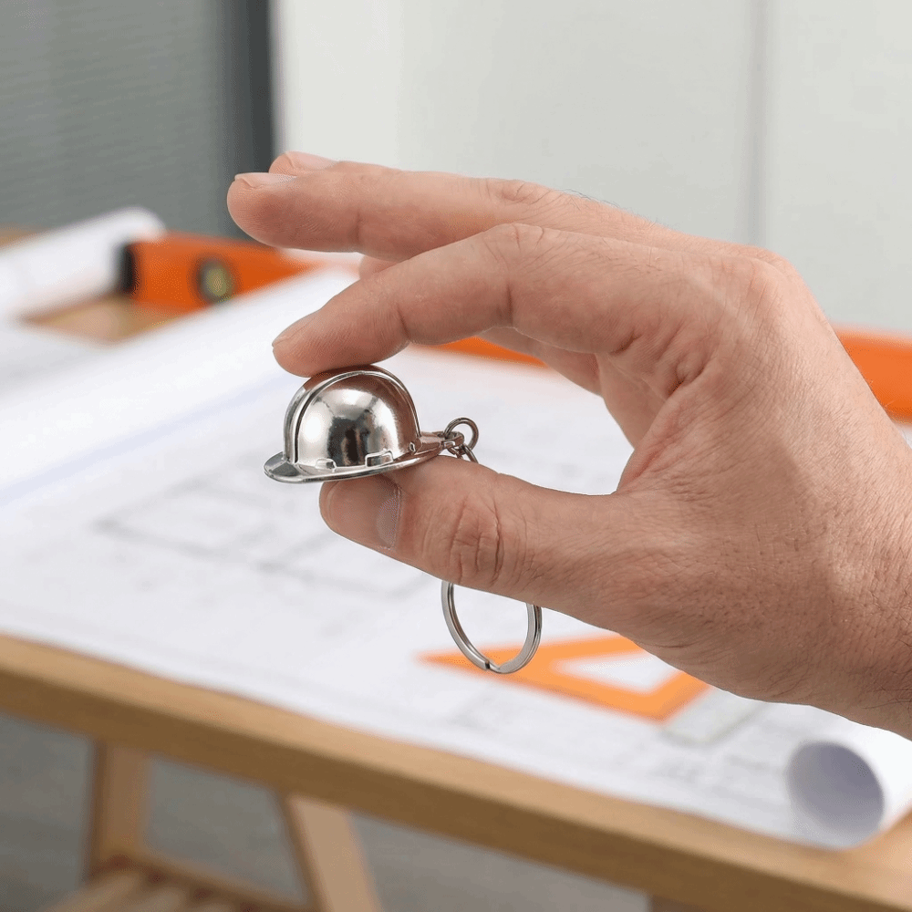 Heavy Equipment Keychain - Best Wishes Funny Safety Helmet Keychain