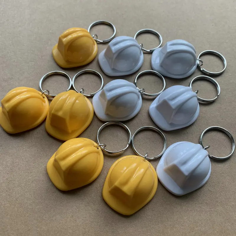 Heavy Equipment Keychain - 3D safety helmet keychain key ring