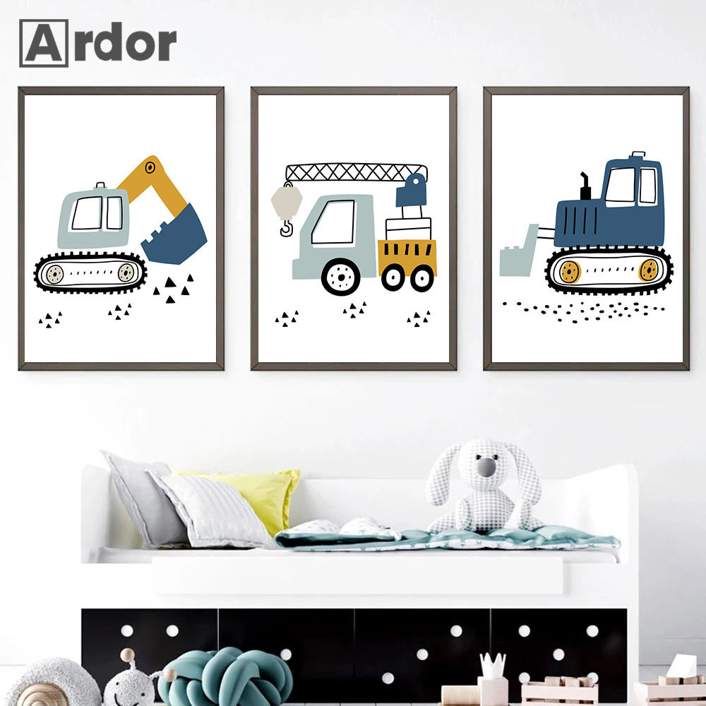 Cartoon Crane Excavator Tracto - Heavy Equipment Background ulasan dan harga