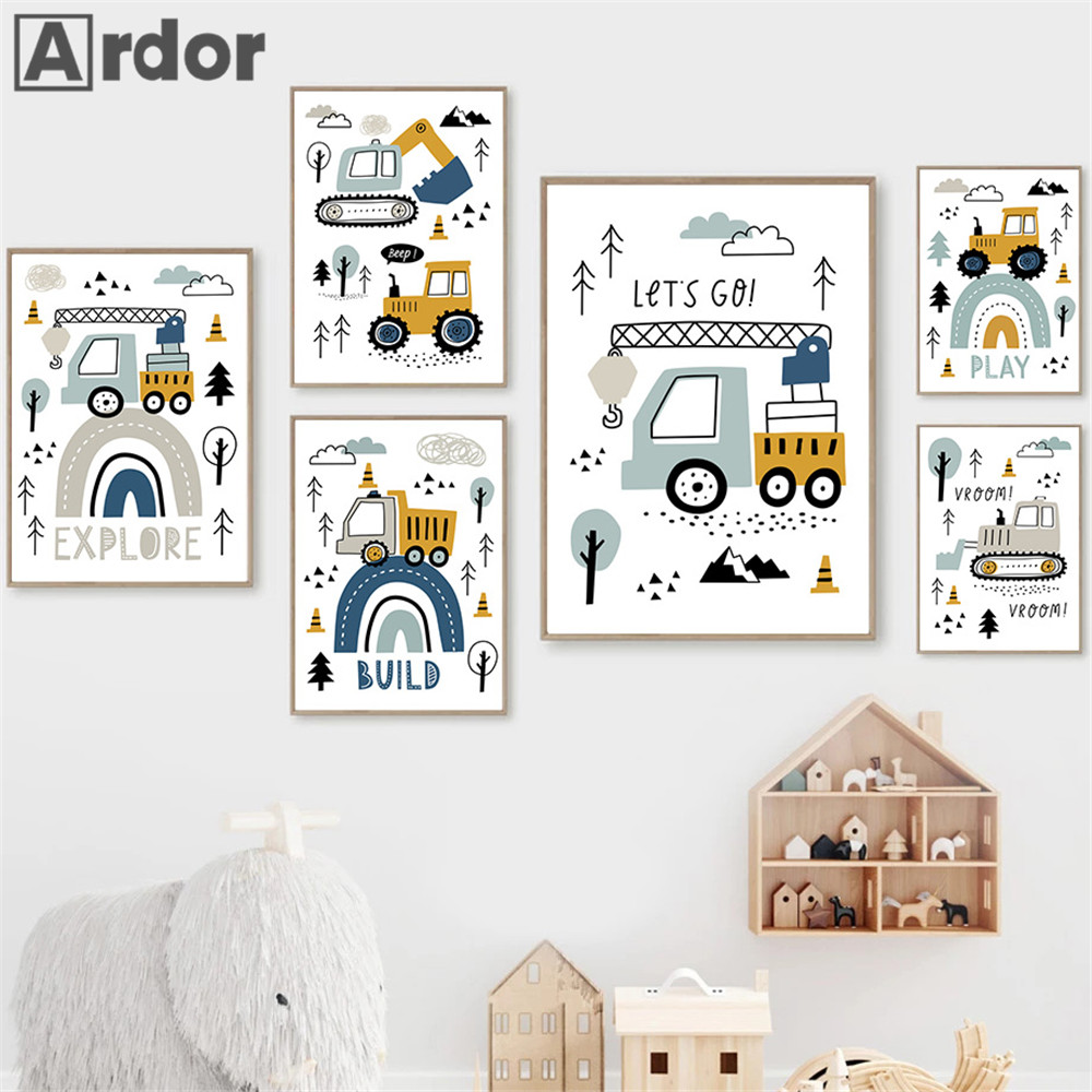Cartoon Crane Excavator Tracto - Heavy Equipment Background ulasan dan harga