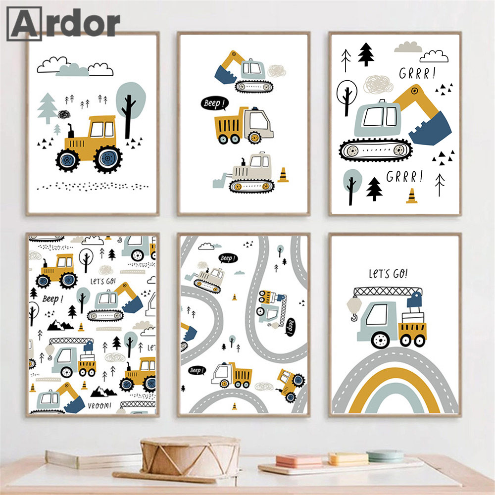 Cartoon Crane Excavator Tracto - Heavy Equipment Background ulasan dan harga