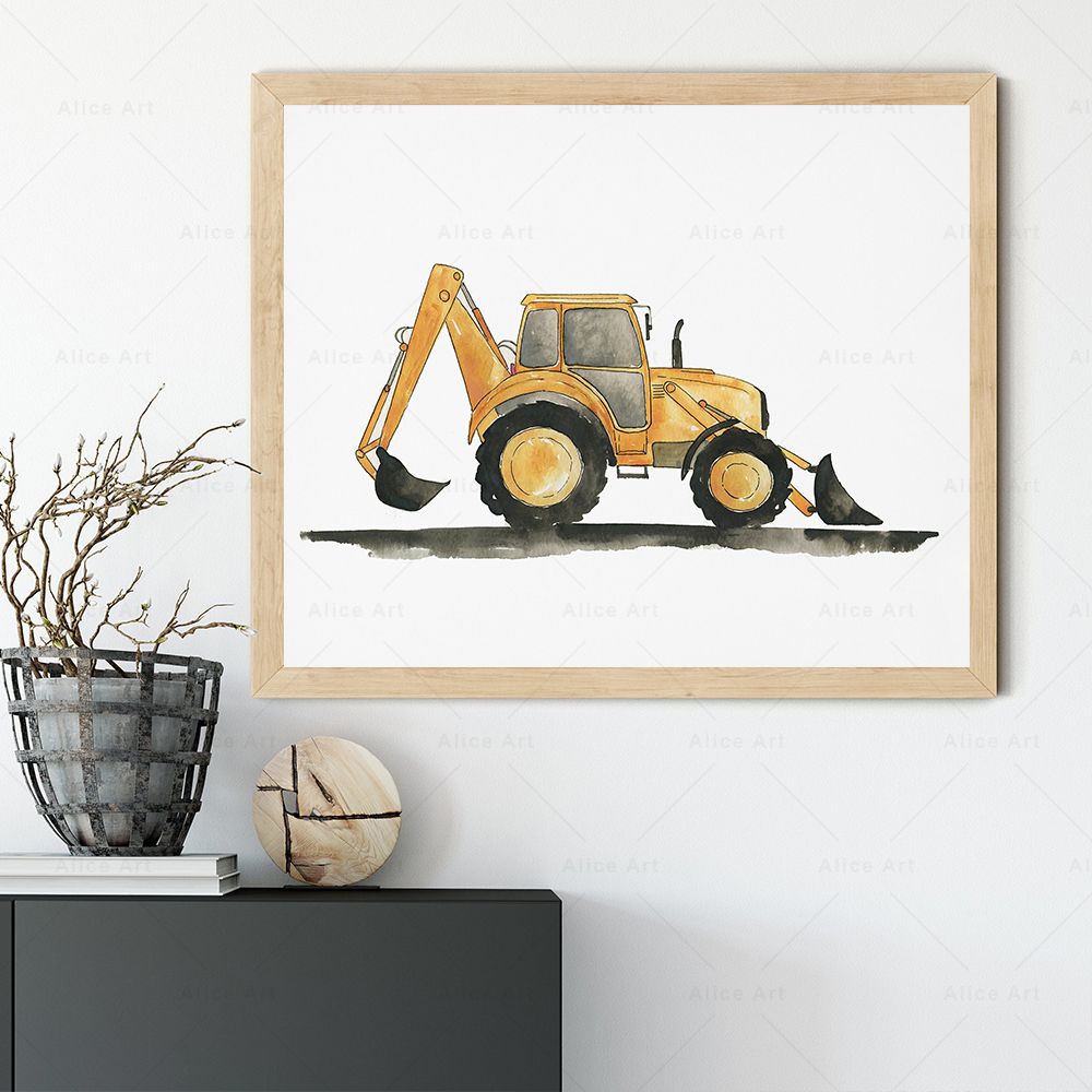 Watercolor Child Toy Car Poste - Heavy Equipment Background ulasan dan harga