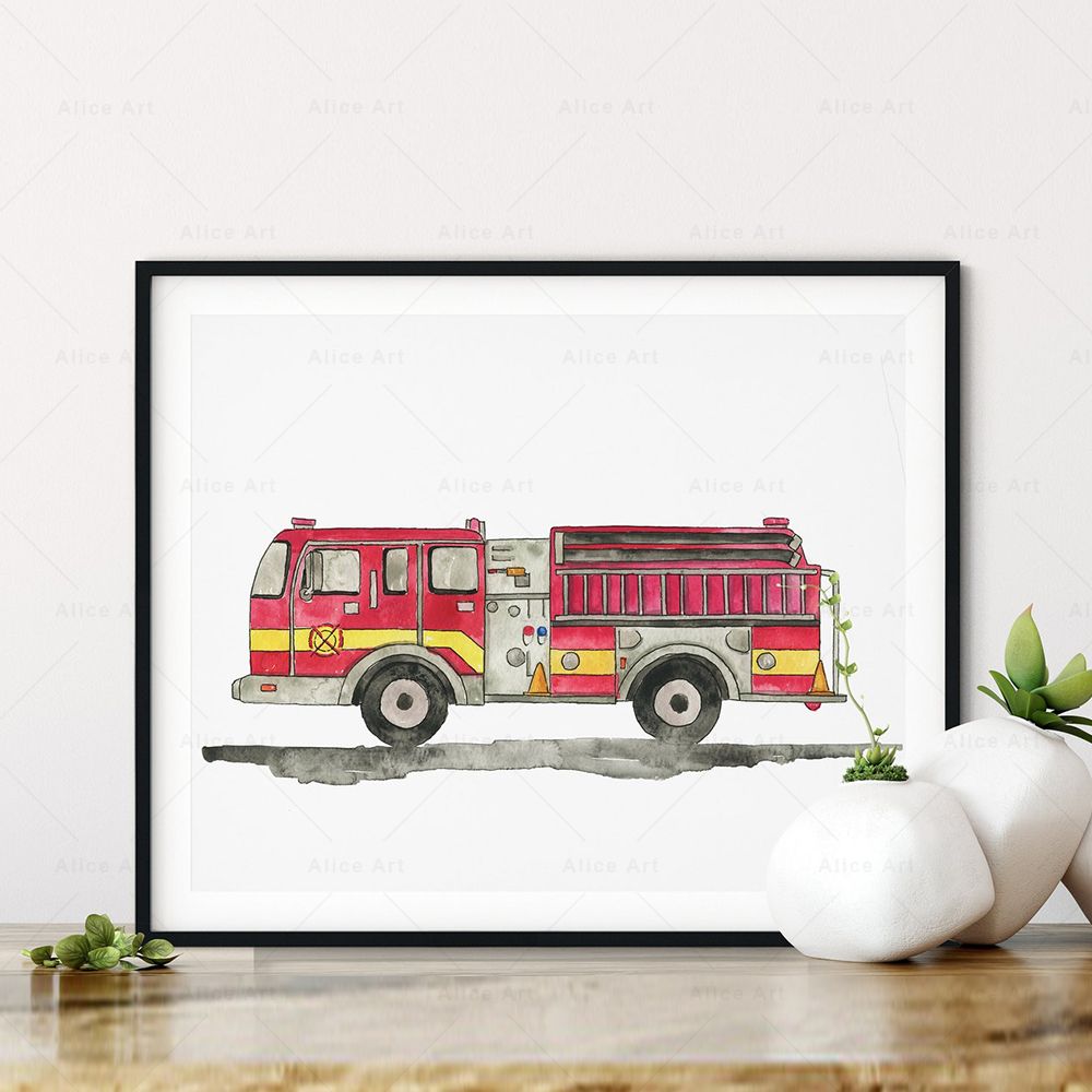Watercolor Child Toy Car Poste - Heavy Equipment Background ulasan dan harga