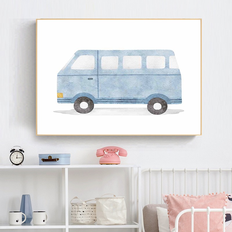 Watercolor Vehicles Wall Art C - Heavy Equipment Background ulasan dan harga