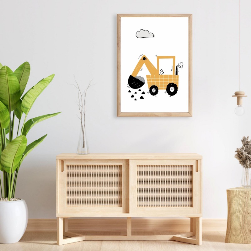 Watercolor Vehicles Wall Art C - Heavy Equipment Background ulasan dan harga