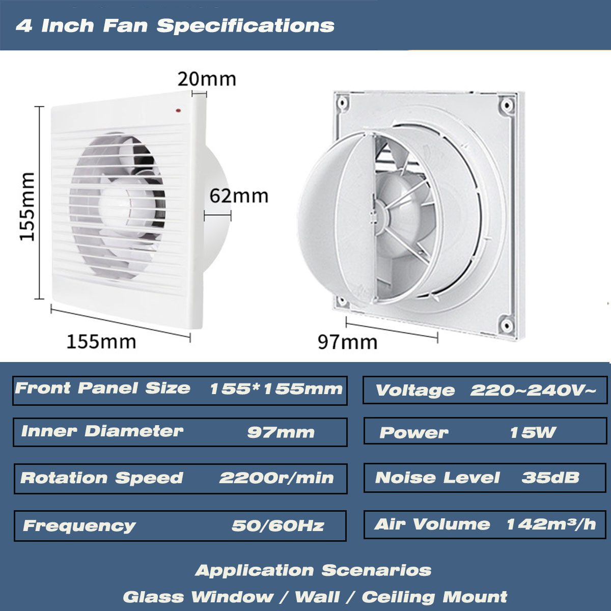 4 Inch Silent Window Mount Exh - Exhaust Fan Industrial ulasan dan harga