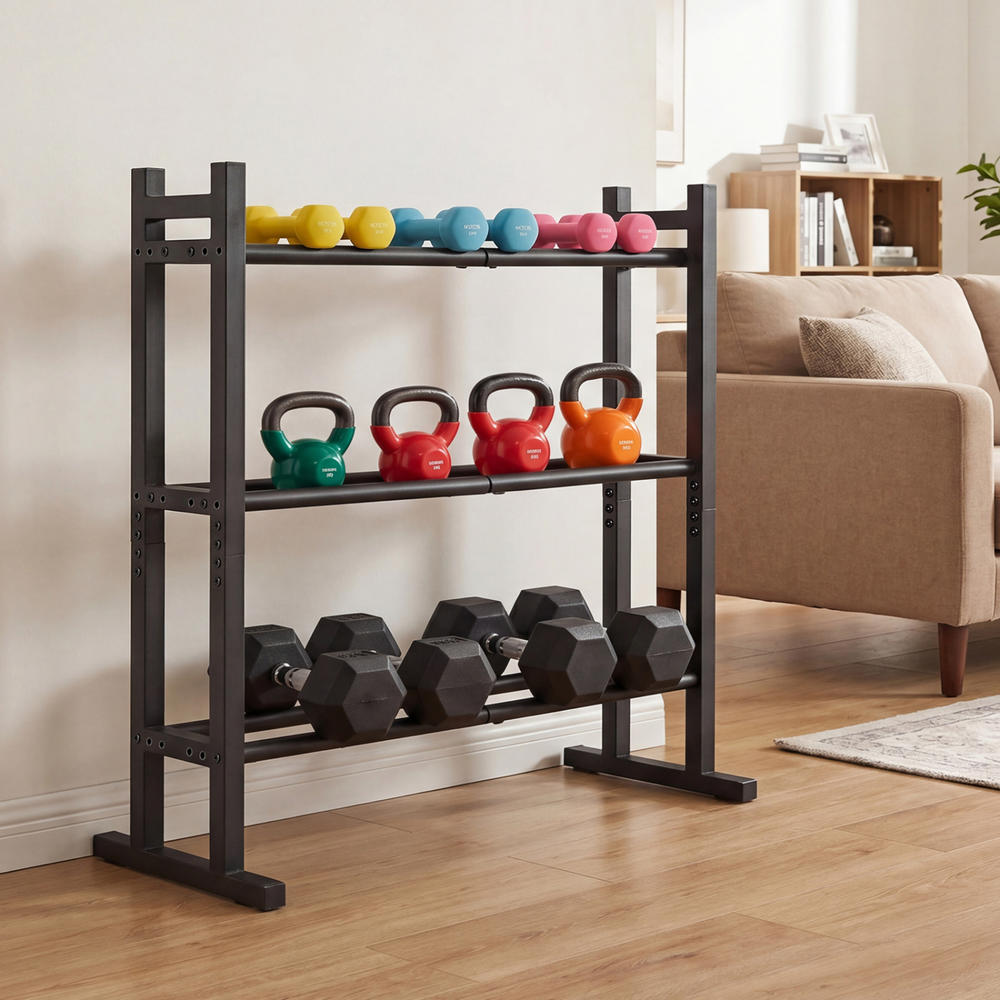 Heavy Duty 3-Tier Dumbbell Rac - Heavy Equipment Training ulasan dan harga