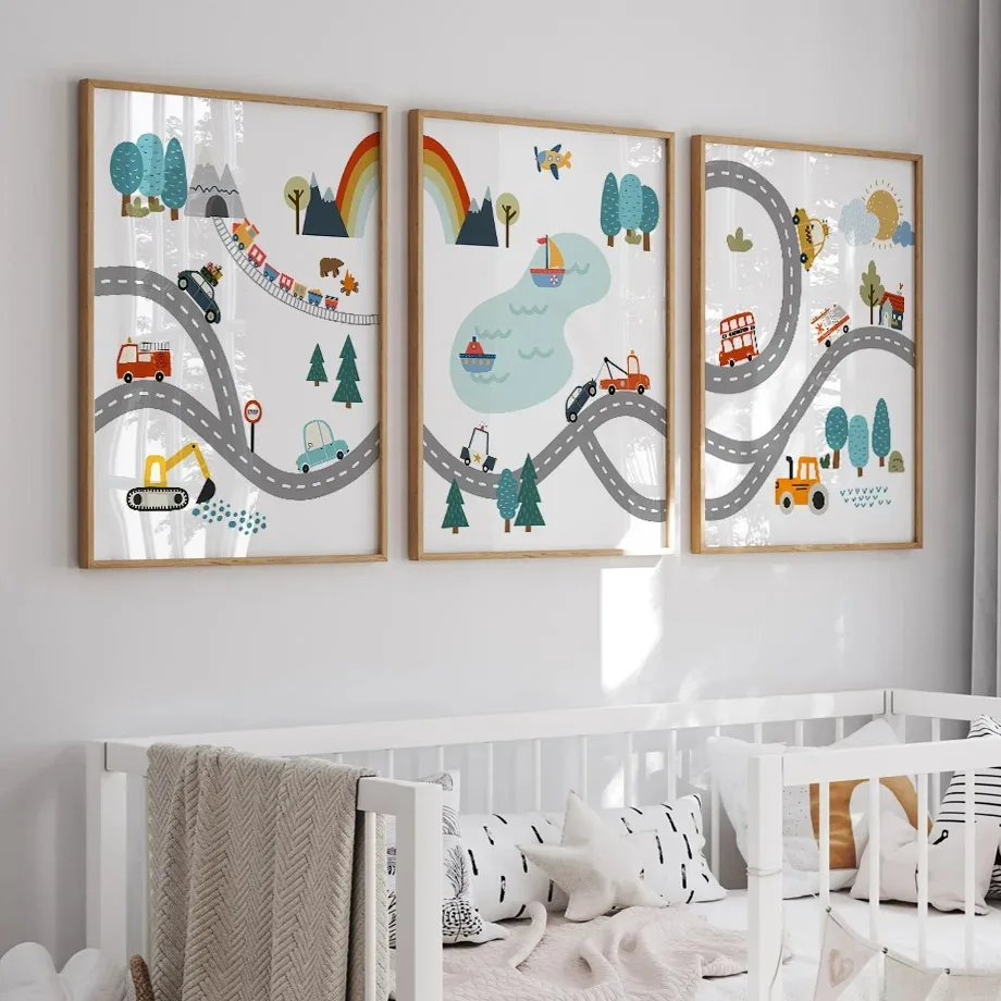 Modern Nordic Style Canvas Pri - Heavy Equipment Background ulasan dan harga