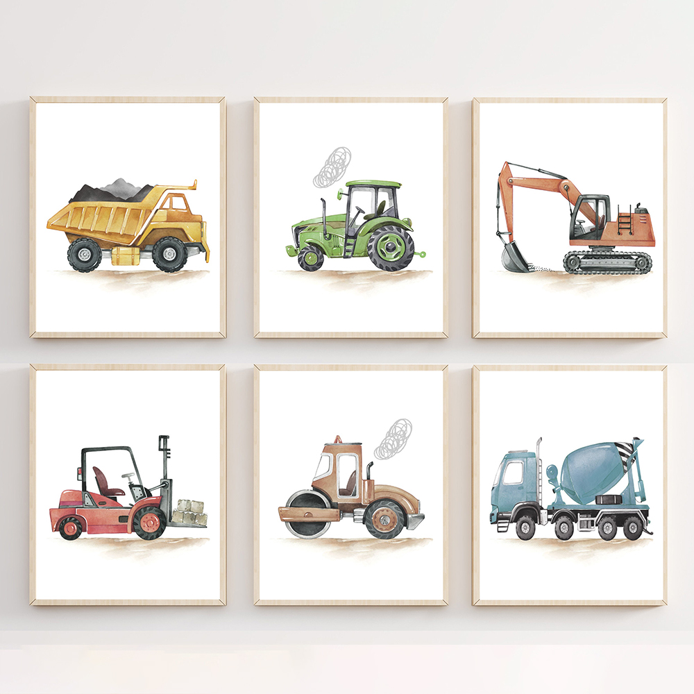 Construction Vehicle Prints Ca - Heavy Equipment Background ulasan dan harga