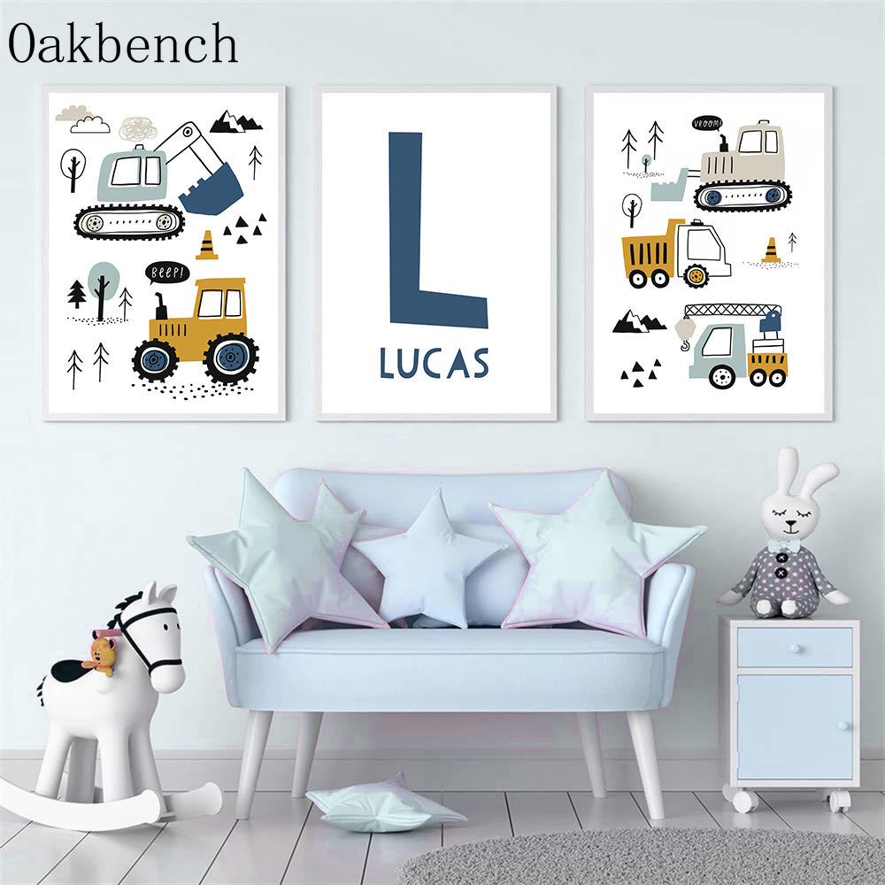 Custom Name Poster Excavator N - Heavy Equipment Background ulasan dan harga