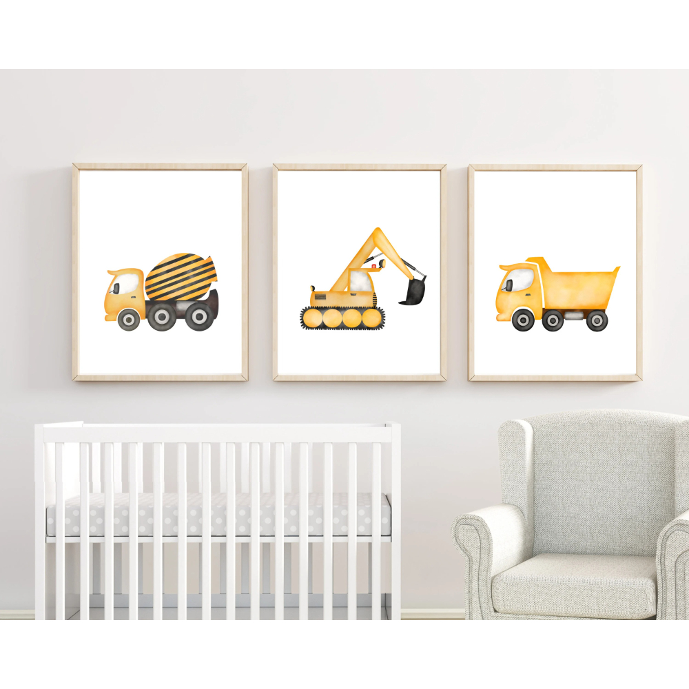 3pcs Minimalist Cartoon Constr - Heavy Equipment Background ulasan dan harga