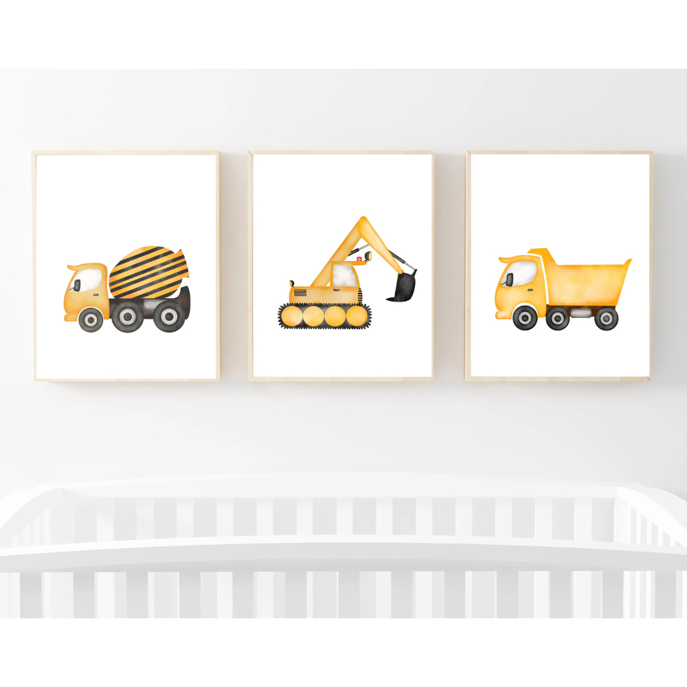 3pcs Minimalist Cartoon Constr - Heavy Equipment Background ulasan dan harga